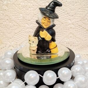Charming Witch and Cat Figurine